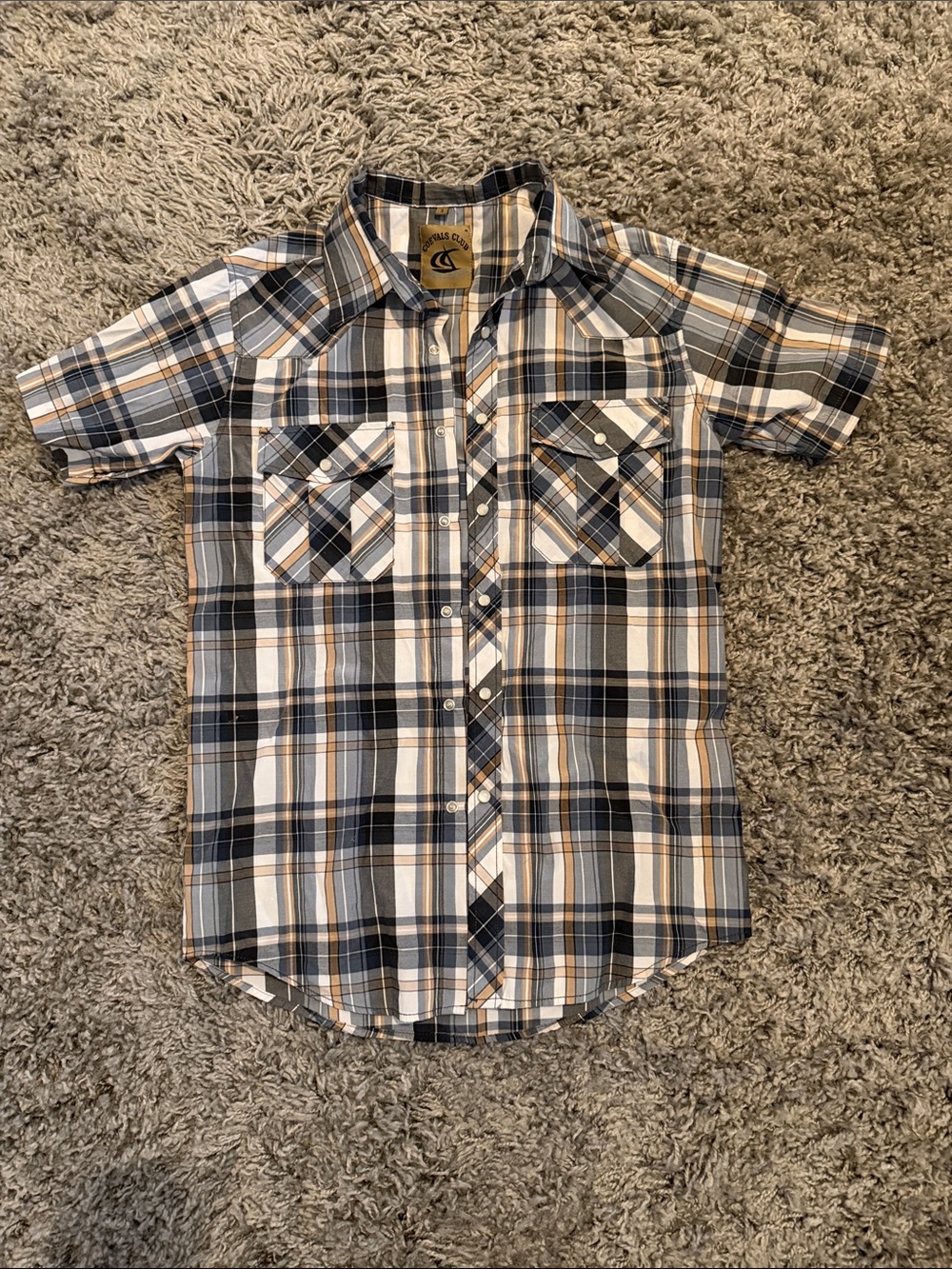 Coevals club Men’s Short-Sleeve Plaid Button-Up Shirt - Black/White/Brown